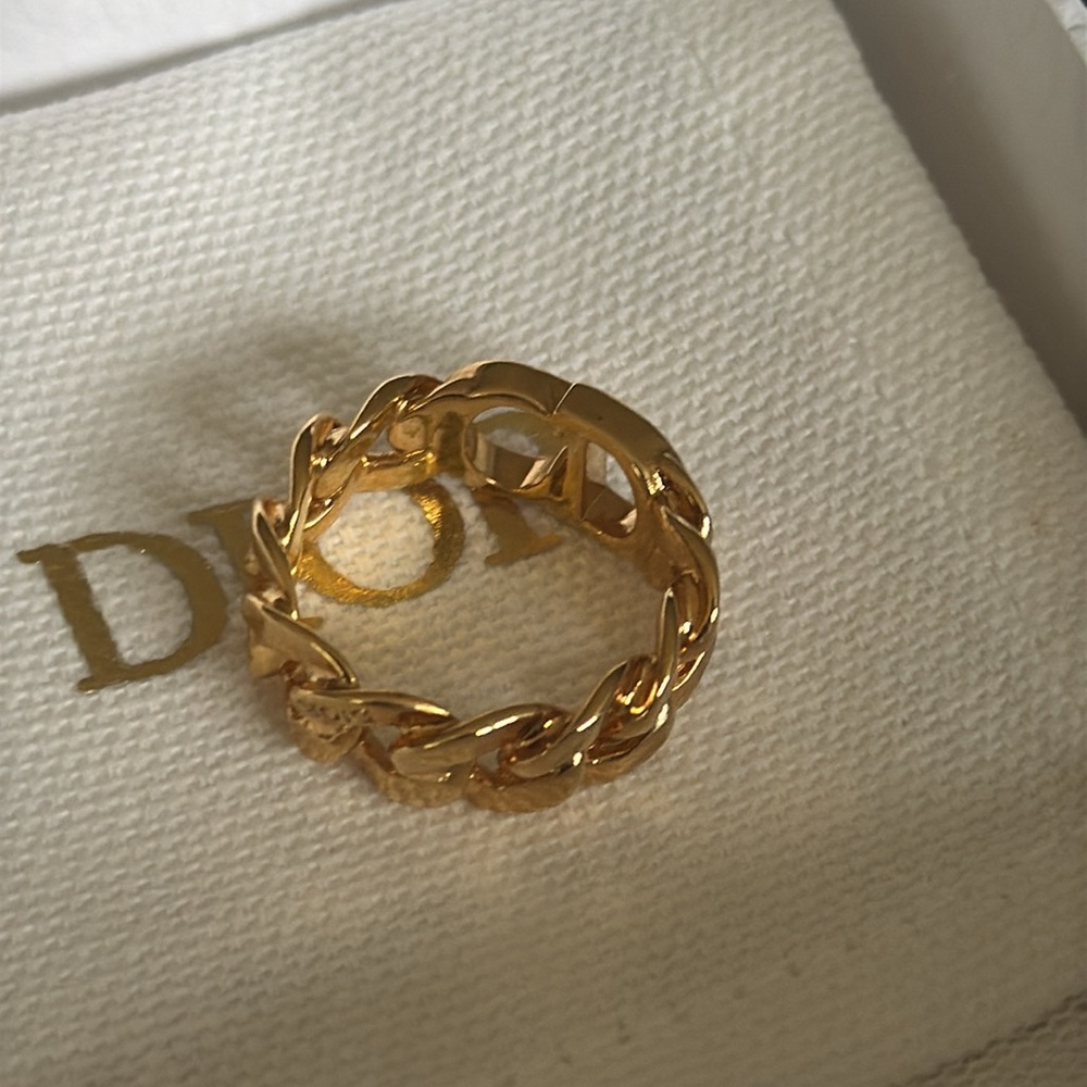 Dior Gold Chain Link 'CD' Logo Ring - Picture 5 of 7